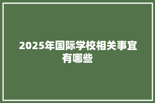 2025年国际学校相关事宜有哪些 社会论文