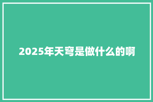 2025年天穹是做什么的啊 表扬书