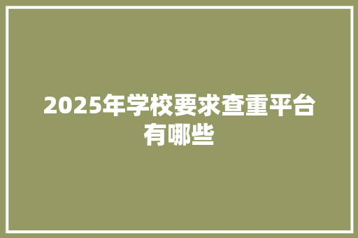 2025年学校要求查重平台有哪些 个人写作