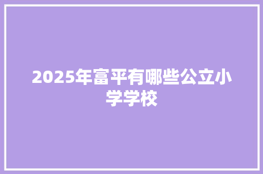 2025年富平有哪些公立小学学校 保证书