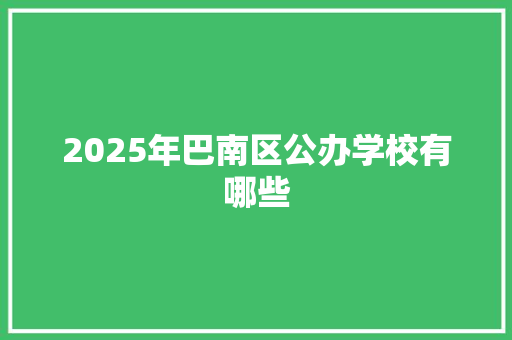 2025年巴南区公办学校有哪些 条剧书信