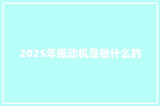 2025年振动机是做什么的 论文
