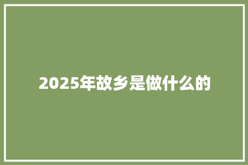2025年故乡是做什么的 个人写作