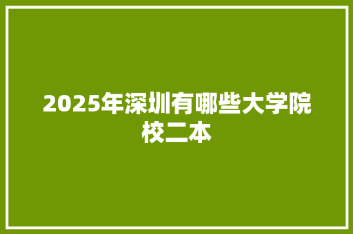 2025年深圳有哪些大学院校二本 教育论文