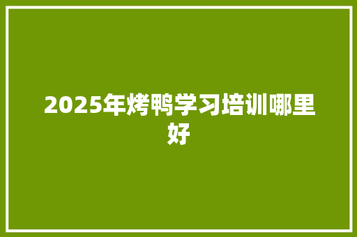 2025年烤鸭学习培训哪里好 论文