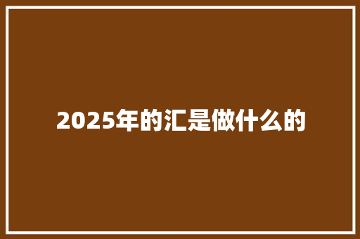 2025年的汇是做什么的 个人简历