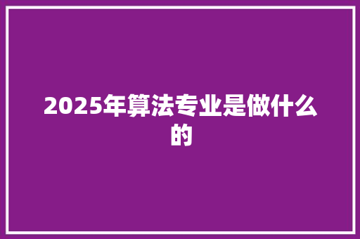 2025年算法专业是做什么的 英文简历