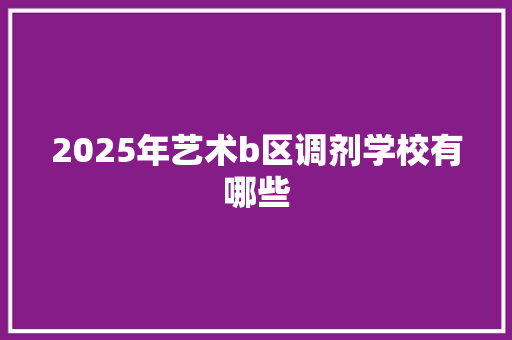 2025年艺术b区调剂学校有哪些 策划方案