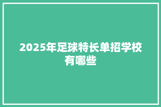 2025年足球特长单招学校有哪些 个人写作