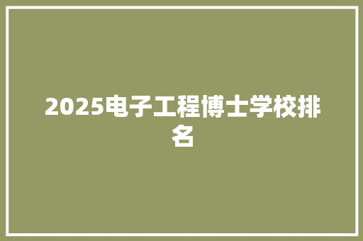2025电子工程博士学校排名 保证书