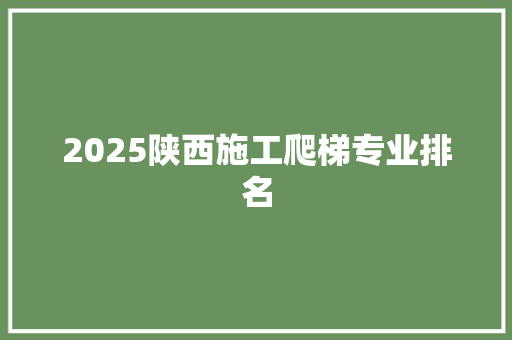 2025陕西施工爬梯专业排名 策划方案