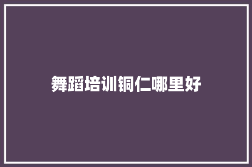 舞蹈培训铜仁哪里好 计算机论文