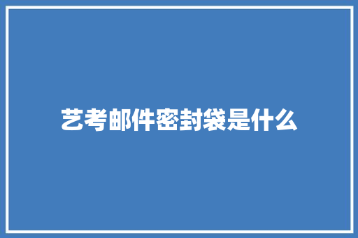 艺考邮件密封袋是什么 策划方案