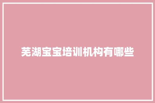 芜湖宝宝培训机构有哪些 保证书