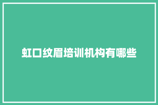 虹口纹眉培训机构有哪些 论文