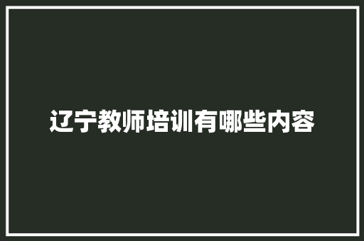 辽宁教师培训有哪些内容 个人写作