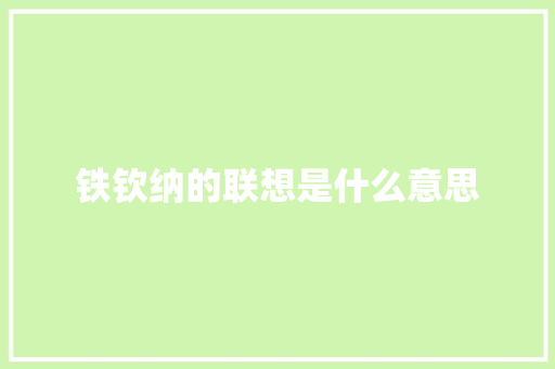 铁钦纳的联想是什么意思 策划方案