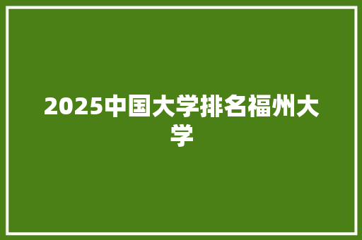 2025中国大学排名福州大学 计算机论文