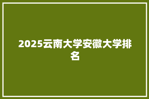 2025云南大学安徽大学排名 策划方案