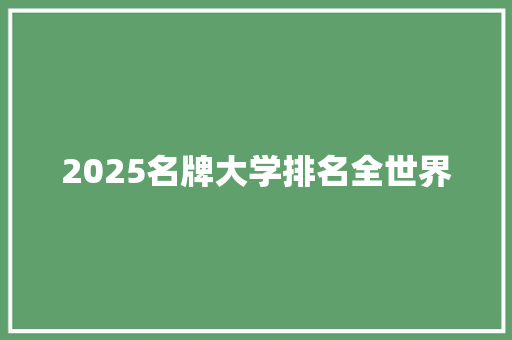 2025名牌大学排名全世界 社会论文