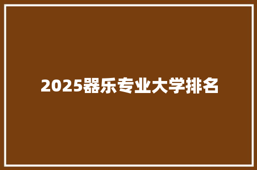 2025器乐专业大学排名 策划方案