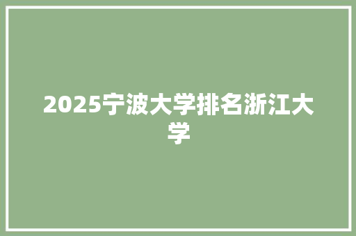 2025宁波大学排名浙江大学 管理论文