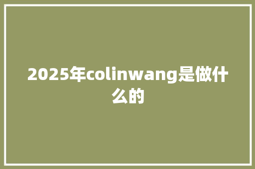 2025年colinwang是做什么的 简历资料