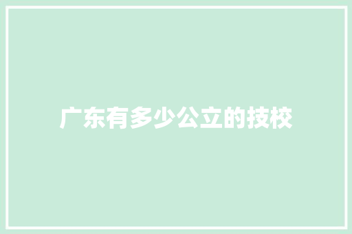 广东有多少公立的技校 管理论文