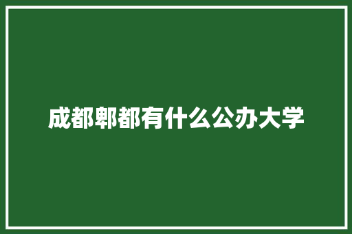 成都郫都有什么公办大学 办公写作