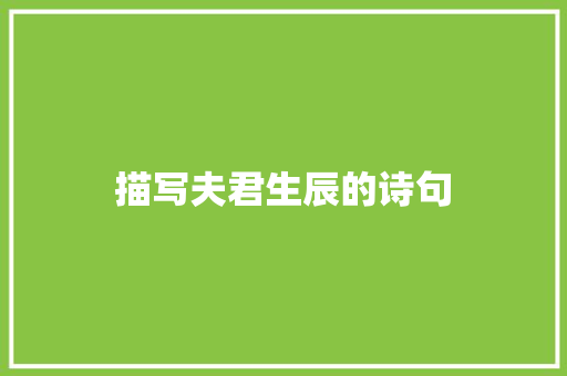 描写夫君生辰的诗句 公证书