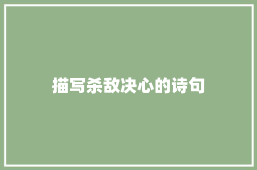 描写杀敌决心的诗句 面试技巧