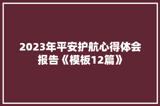 2023年平安护航心得体会报告《模板12篇》 公证书