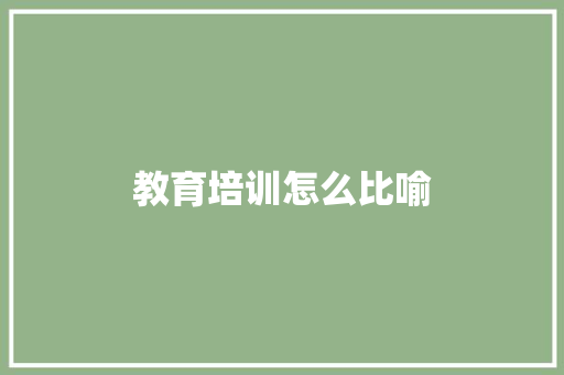教育培训怎么比喻 个人写作