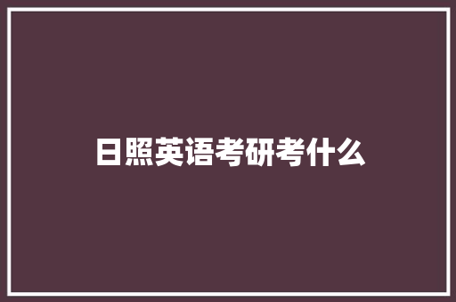 日照英语考研考什么 个人写作