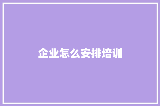 企业怎么安排培训 个人写作