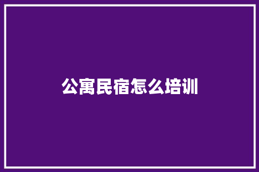 公寓民宿怎么培训 策划方案
