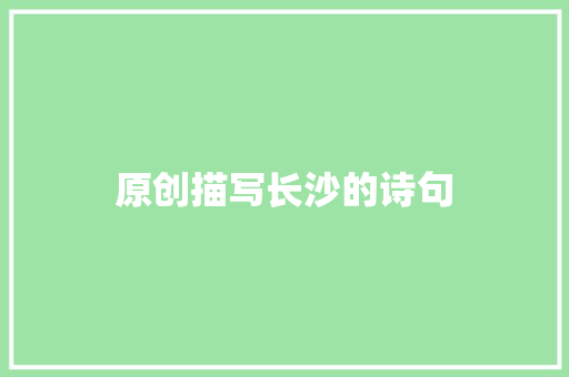 原创描写长沙的诗句 计算机论文
