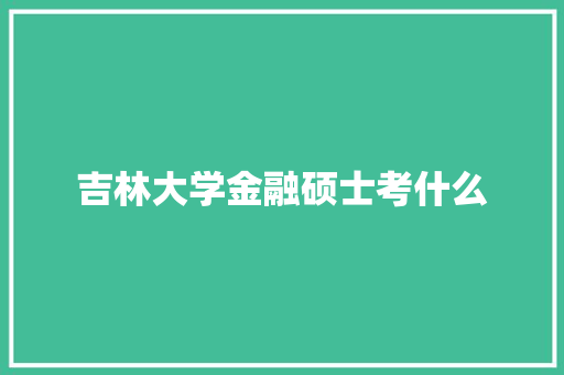 吉林大学金融硕士考什么 社会论文