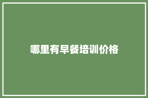 哪里有早餐培训价格 社会论文