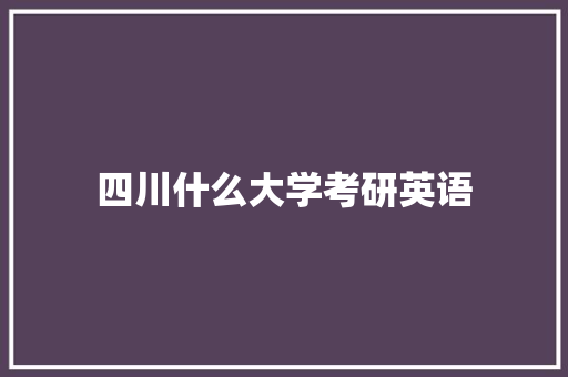 四川什么大学考研英语 简历