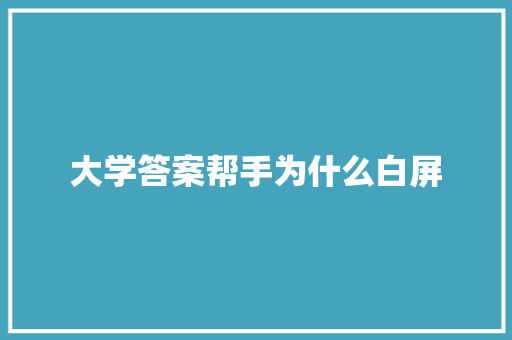 大学答案帮手为什么白屏 个人写作