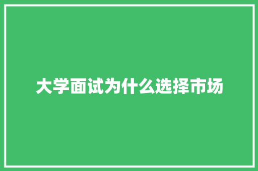 大学面试为什么选择市场 表扬书