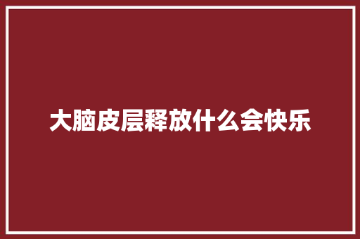 大脑皮层释放什么会快乐 毕业设计
