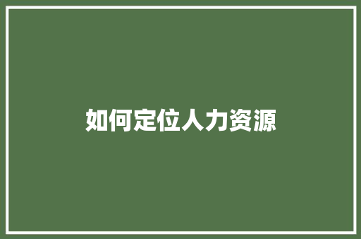 如何定位人力资源 毕业设计