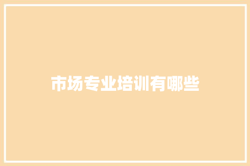 市场专业培训有哪些 计算机论文