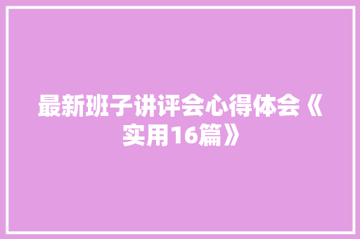 最新班子讲评会心得体会《实用16篇》 担保书