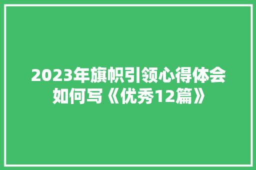 2023年旗帜引领心得体会如何写《优秀12篇》 文秘写作