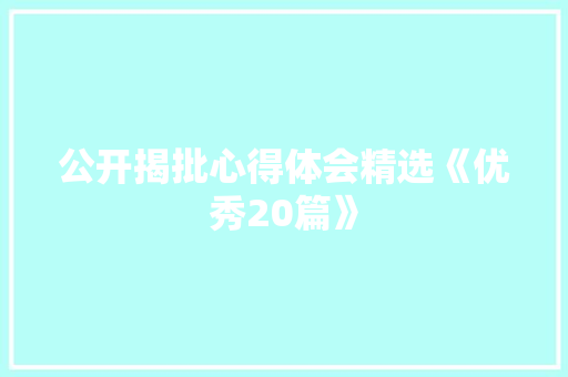 公开揭批心得体会精选《优秀20篇》 办公写作