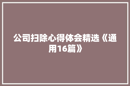 公司扫除心得体会精选《通用16篇》 英文简历