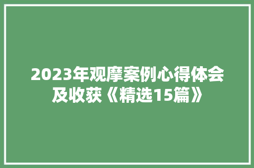 2023年观摩案例心得体会及收获《精选15篇》 承诺书